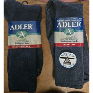 Adler Mens Crew Socks Blue - 2 Pair Pack - NWT